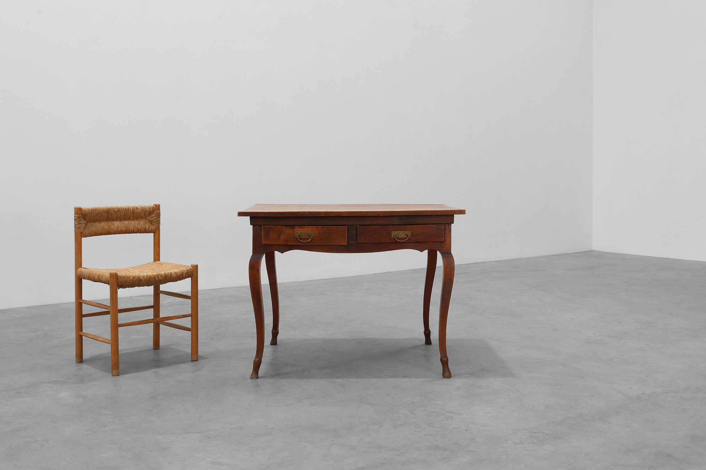 French Provincial Oak Table with Two Drawers, France, 19th Centurythumbnail